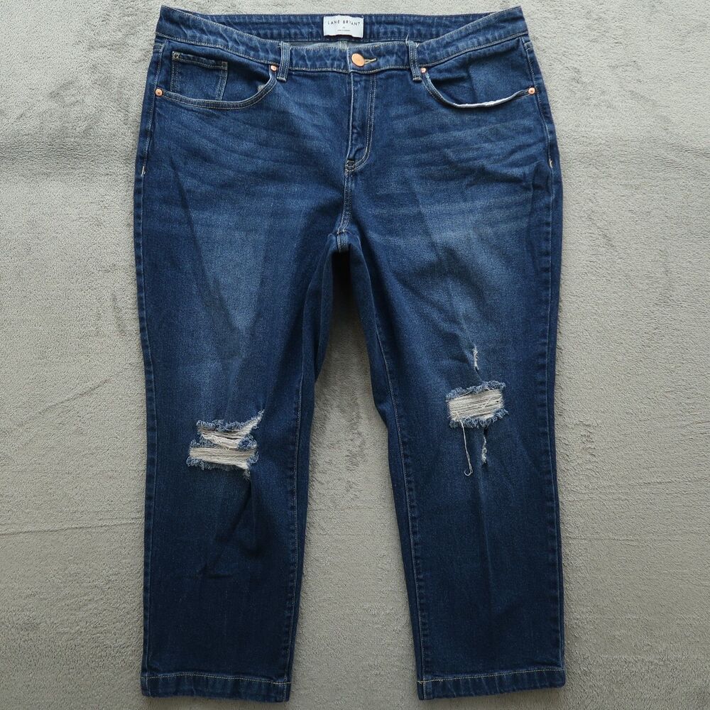 Lane Bryant Jeans Women's 20 Mid-Rise Slim Straight Ankle 26" Inseam Distressed